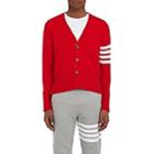 Thom Browne Men's Striped-sleeve Cashmere Cardigan - Red