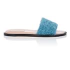 Alberta Ferretti Women's Shearling Slide Sandals-blue