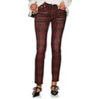 R13 Women's Kate Plaid Skinny Jeans-red