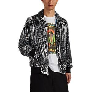 Ovadia & Sons Men's Sequined Musical-note-print Coach's Jacket - Black