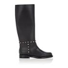 Valentino Garavani Women's Rockstud Leather Knee Boots-black