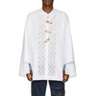 J.w.anderson Men's Floral-embroidered Cotton Tunic Shirt-white