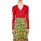 Prada Women's Fine-gauge Knit Cashmere-silk Cardigan-red