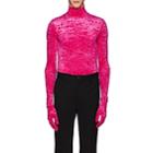 Balenciaga Men's Crushed Velvet Turtleneck Top With Gloves-pink