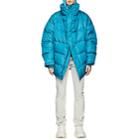 Balenciaga Men's Down-quilted Oversized Puffer Coat-turquoise