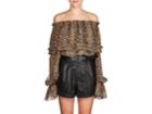 Saint Laurent Women's Leopard-print Silk Off-the-shoulder Blouse