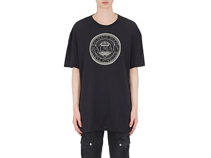 Balmain Men's Logo-print Cotton Oversized T-shirt