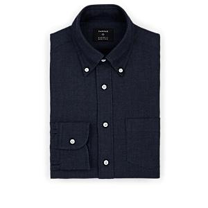 Fairfax Men's Herringbone Cotton-wool Dress Shirt - Navy