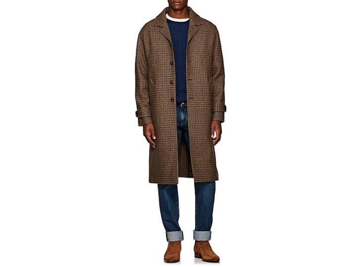 Officine Generale Men's Serge Houndstooth Wool Topcoat