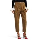 Valentino Women's Logo-print Cotton Pleated Trousers - Brown