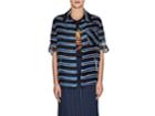 Fendi Women's Embroidered Striped Silk Organza Blouse