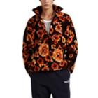 Napa By Martine Rose Men's Floral Sherpa Oversized Zip-front Jacket - Brown