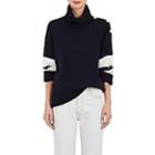 Tomorrowland Women's Stripe-sleeve Wool-blend Turtleneck Sweater-navy