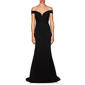 Zac Posen Women's Bonded Crepe Off-the-shoulder Fitted Gown - Black