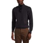 Luciano Barbera Men's Herringbone Wool-cashmere Half-placket Sweater - Navy
