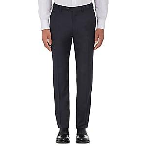 Brioni Men's Wool Flat-front Trousers-navy