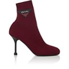 Prada Women's Logo-patch Tech-knit Ankle Boots-granato