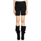 Saint Laurent Women's Denim Lace-up Shorts - Black