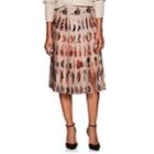 Altuzarra Women's Sirocco Feather-print Pleated Skirt-beige, Tan