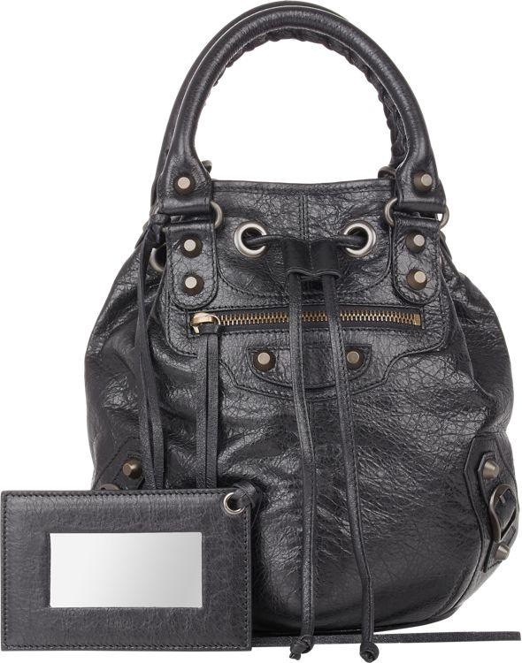 Balenciaga Arena Classic Ponpom Bucket Bag-black