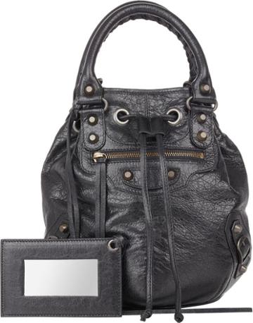 Balenciaga Arena Classic Ponpom Bucket Bag-black