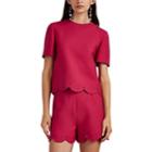 Valentino Women's Rockstud Scallop-trimmed Cady Top - Pink