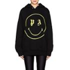Palm Angels Women's Smiley-face Cotton Terry Hoodie-black