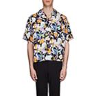 Prada Men's Floral Tech-satin Bowling Shirt - Navy