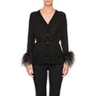 Prada Women's Ostrich-feather-embellished Cotton Cardigan-black