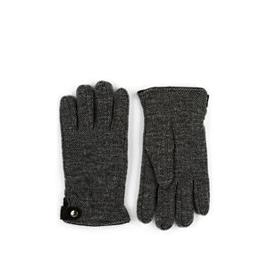 Barneys New York Men's Suede-trimmed Herringbone Wool Gloves - Gray