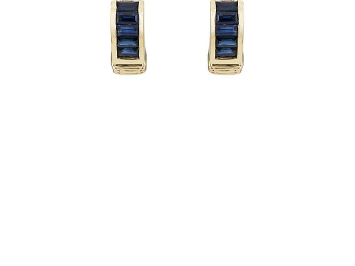 Retrouvai Women's Blue Sapphire Channel Stud Earrings