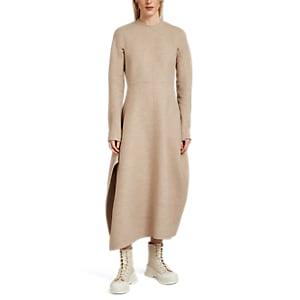 Jil Sander Women's Wool Flannel Long-sleeve Dress - Beige, Tan