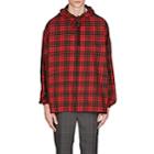 Balenciaga Men's Plaid Cotton Flannel Hooded Shirt-red