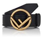 Fendi Men's Logo-embossed Leather Belt-black