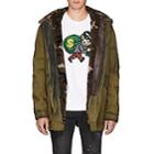 Mr & Mrs Italy Men's Fur-lined Camouflage Cotton Parka-green