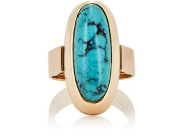 Mahnaz Collection Vintage Women's Marquise-shaped Turquoise Ring