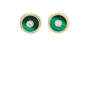 Retrouvai Women's Mini Compass Stud Earrings - Green