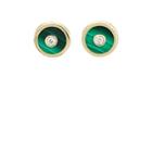 Retrouvai Women's Mini Compass Stud Earrings - Green