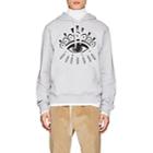 Kenzo Men's Eye-embroidered Cotton French Terry Hoodie-gray