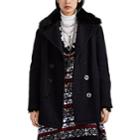 R13 Women's Shearling-trimmed Wool Double-breasted Coat - Navy