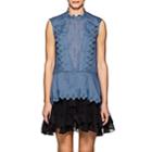 Isabel Marant Women's Nust Embroidered Voile Top - Slate Blue