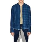 Greg Lauren Men's Checked Cotton Flannel Studio Shirt-blue