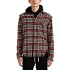 R13 Men's Frayed Plaid Flannel Shirt - Charcoal