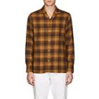 Officine Generale Men's Plaid Cotton Flannel Shirt-brown