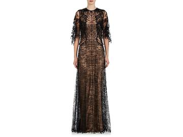 Givenchy Women's Embellished Lace Cape-sleeve Gown