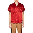 Gucci Men's Chain-stitched Satin Shirt - Red