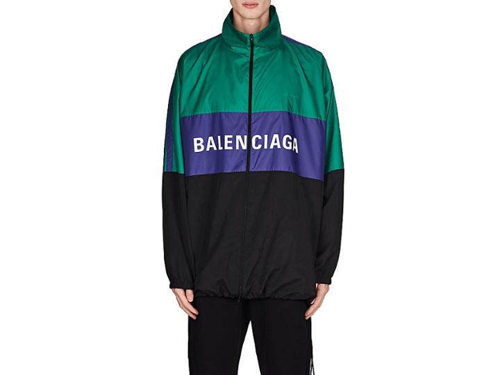 Balenciaga Men's Colorblocked Nylon Oversized Track Jacket