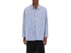 Sulvam Men's Raw-edge Striped Cotton Oversized Shirt