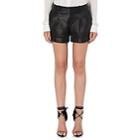 Saint Laurent Women's Leather Cuffed Shorts - Black