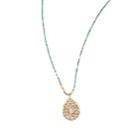 Feathered Soul Women's #compass Beaded Pendant Necklace - Gold